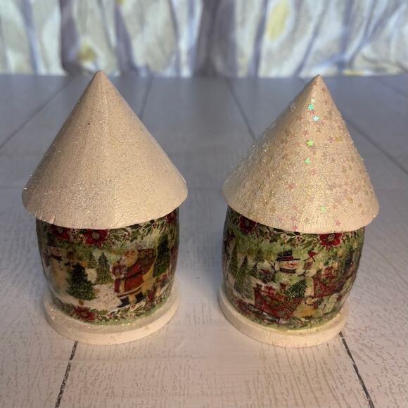 Christmas Decor Birdhouse Set of 2 – Handcrafted Wooden Holiday Decoration - Picture 3 of 16